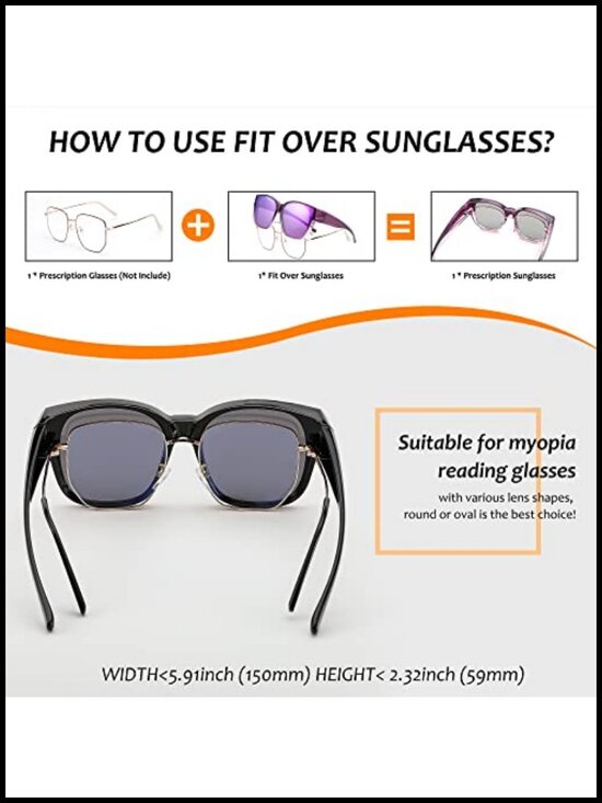 Polarized Fit Over Sunglasses XXL Oversized Square UV400 TR90 Frame Driving